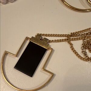 4 Pieces Jewelry Set Gold and Black Geometric Pendant Necklace